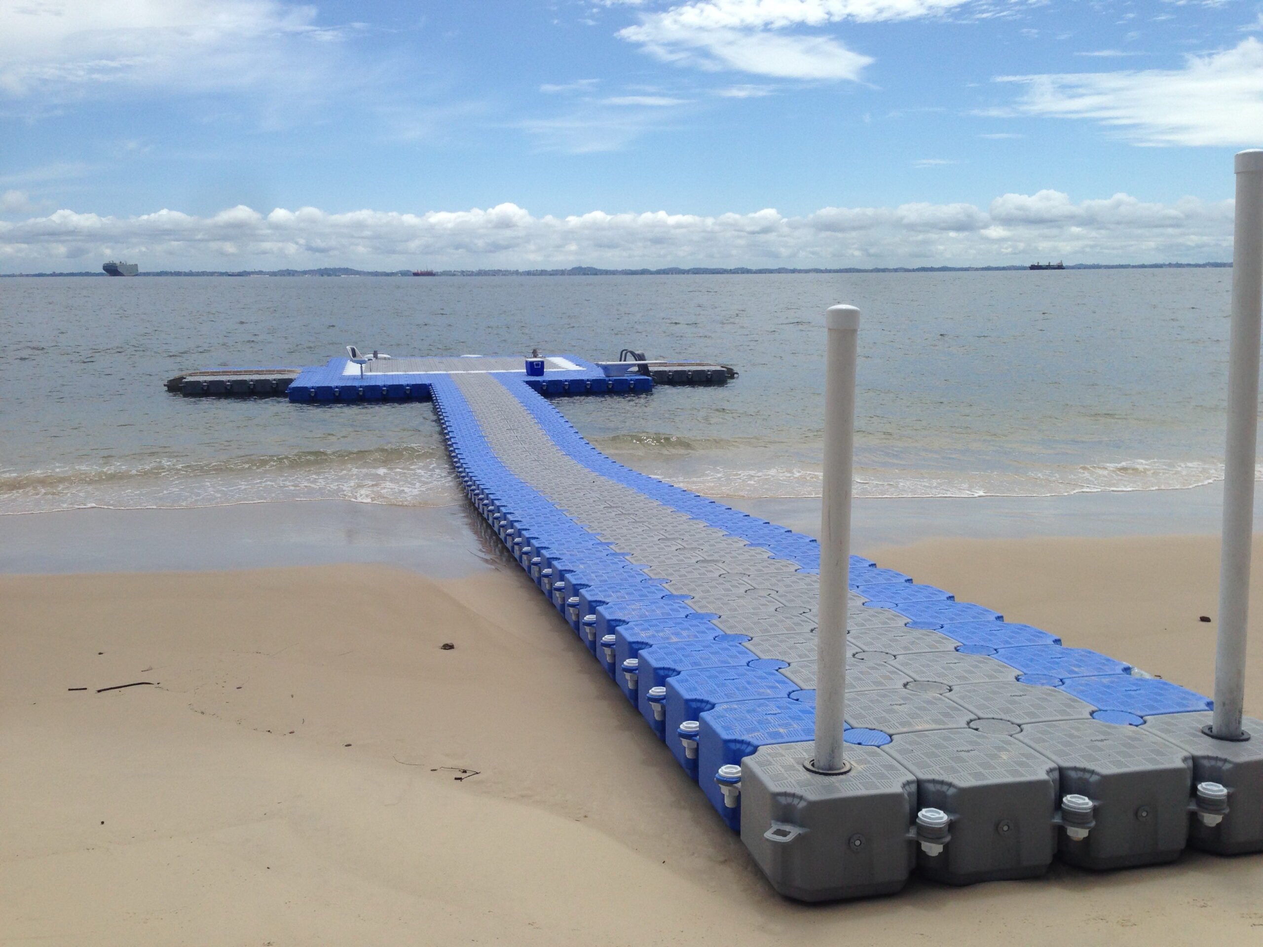 Beach front floating dock